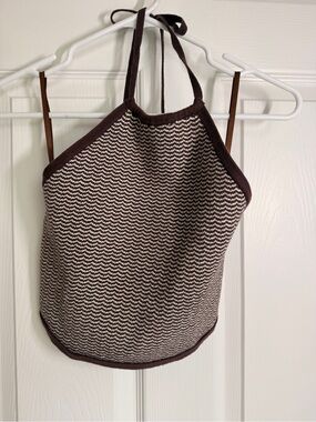 Abercrombie & fitch Brown & Cream Knit Halter Tank Top
